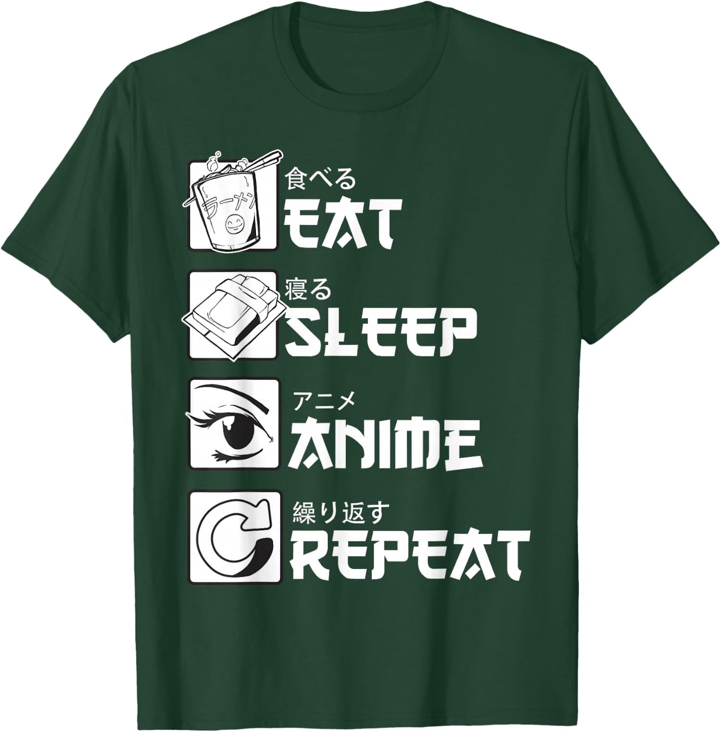 Eat Sleep Anime Repeat Manga Shirts Men Women T-Shirt - T-Shirt | Forest