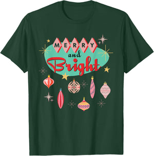 Retro Merry and Bright Mid-Century Modern Christmas Ornament T-Shirt - T-Shirt | Forest