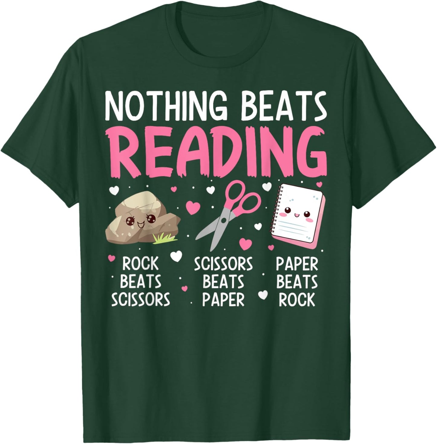 Rock Paper Scissors Vintage Nothing Beats Reading Hand Game T-Shirt - T-Shirt | Forest