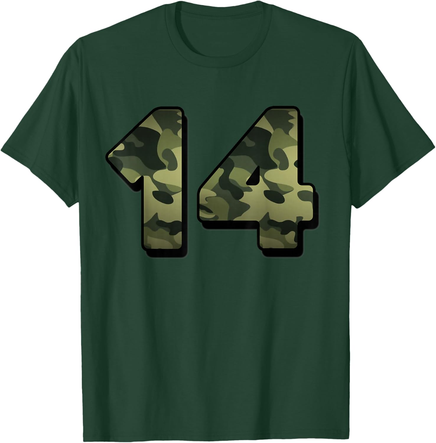 14th Birthday 14 Years Old Party Camouflage Gift T-Shirt - T-Shirt | Forest