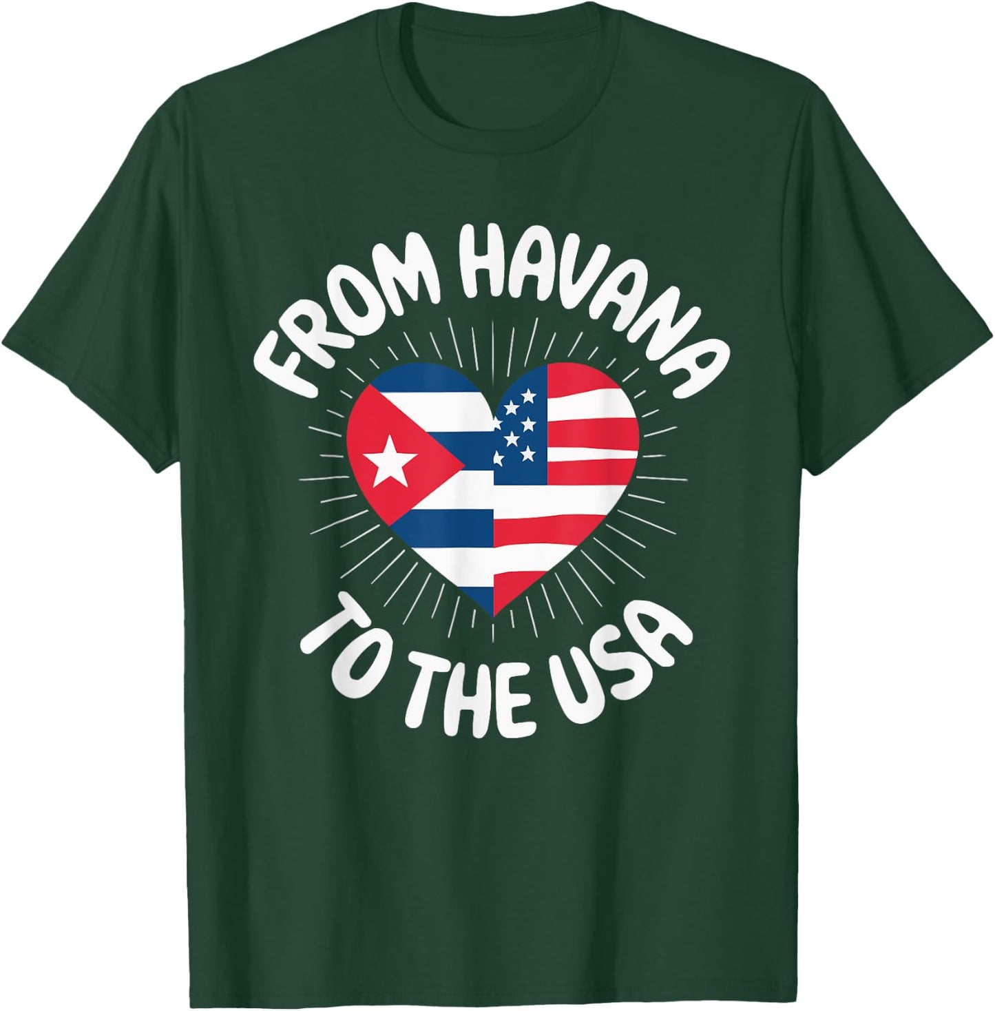 Half Cuban Half American Country USA Flag Cuba America T-Shirt - T-Shirt | Forest
