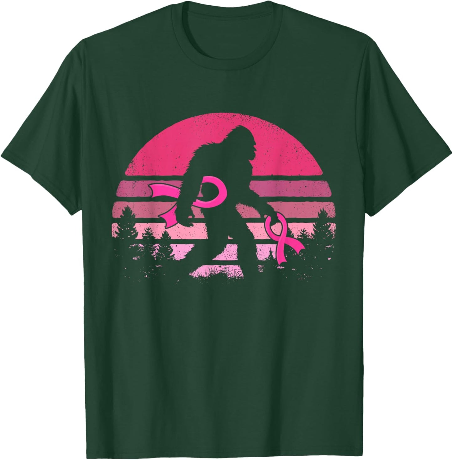Sasquatch Pink Ribbon Funny Bigfoot Breast Cancer Awareness T-Shirt - T-Shirt | Forest