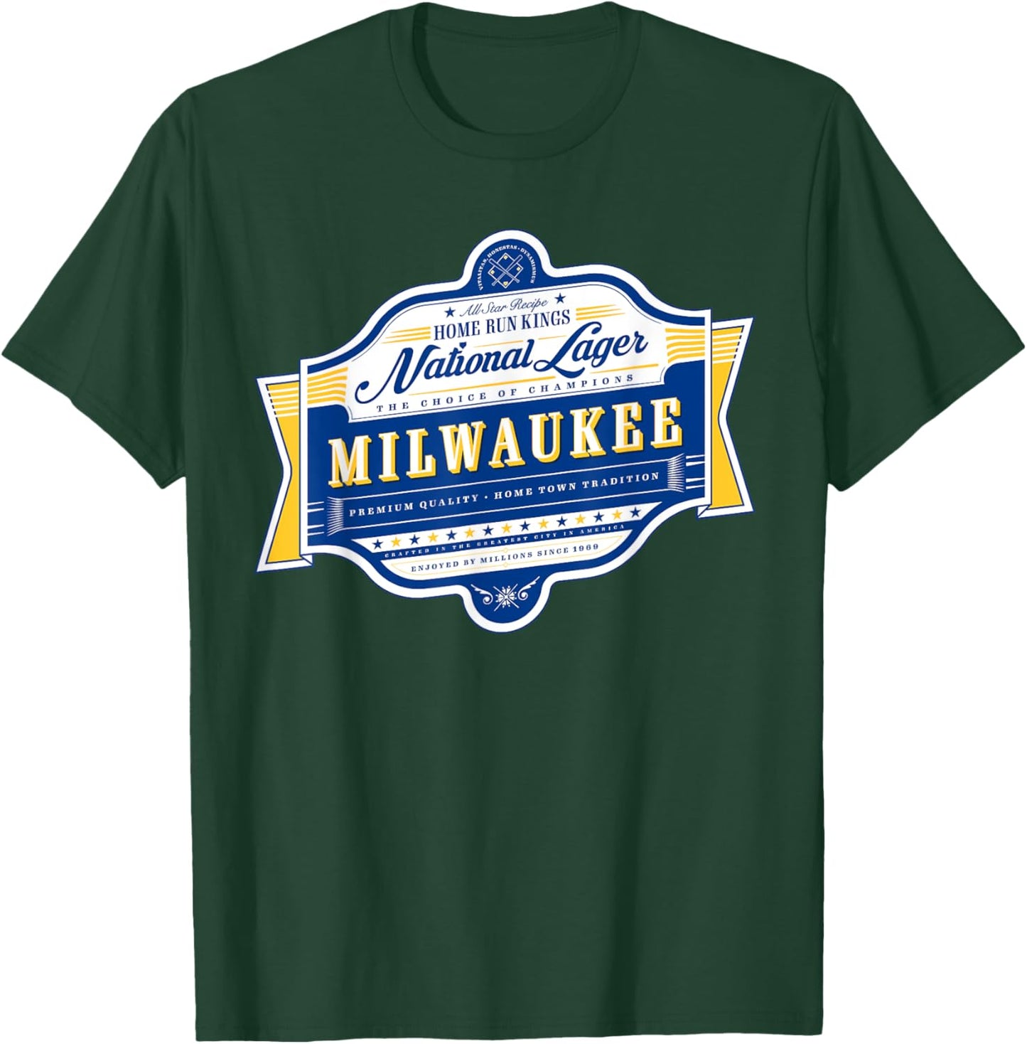 Milwaukee National Lager Beer Label T-Shirt - T-Shirt | Forest