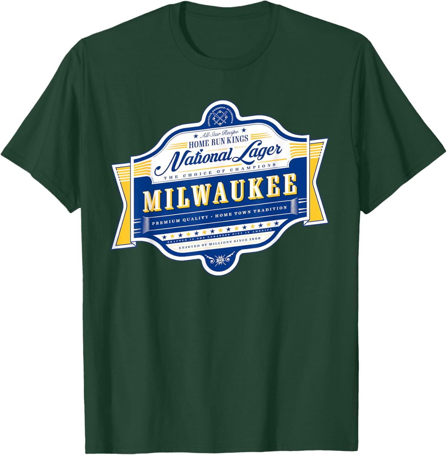 Milwaukee National Lager Beer Label T-Shirt - T-Shirt | Forest