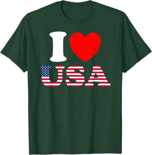 I Heart USA, I Love USA - Fun United States of America T-Shirt - T-Shirt | Forest
