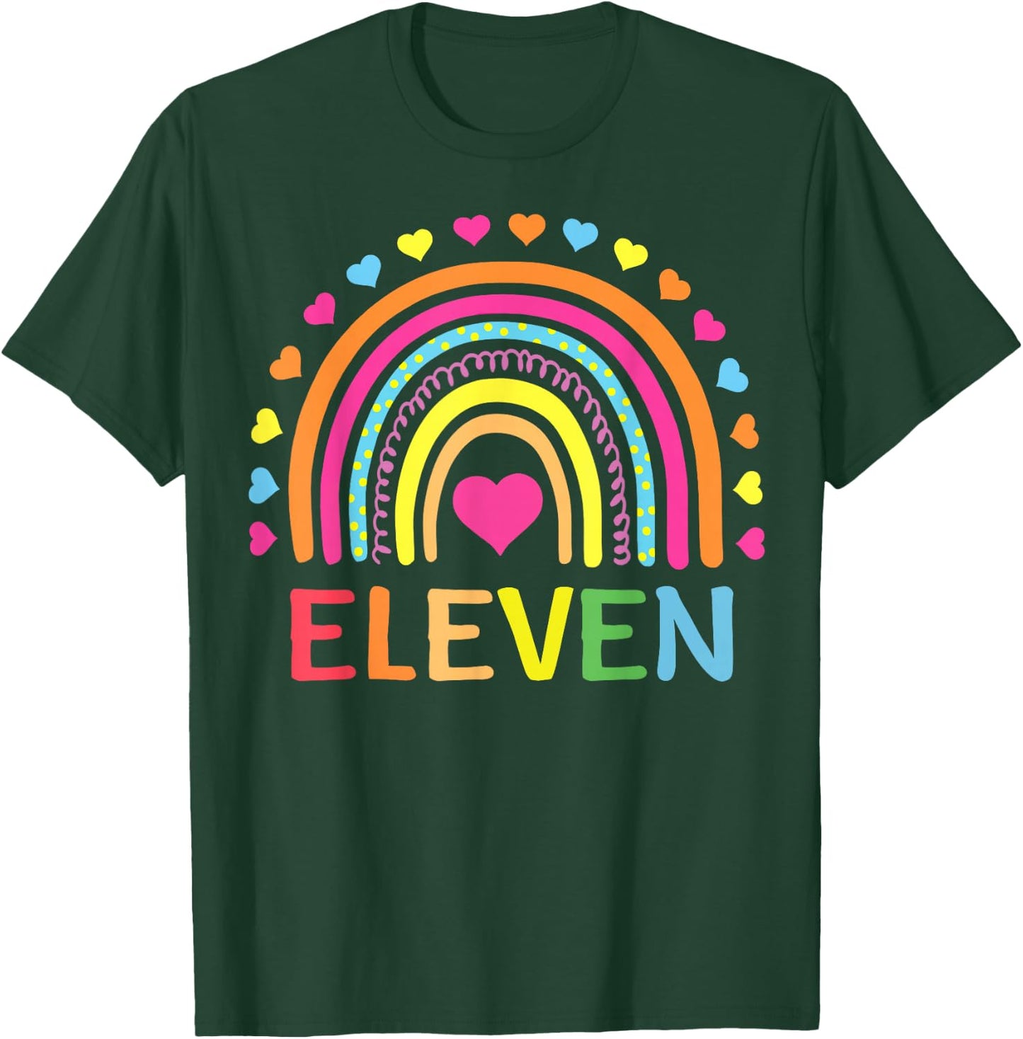 11 Years Old Rainbow 11th Birthday Gift Girls Boys Bday T-Shirt - T-Shirt | Forest