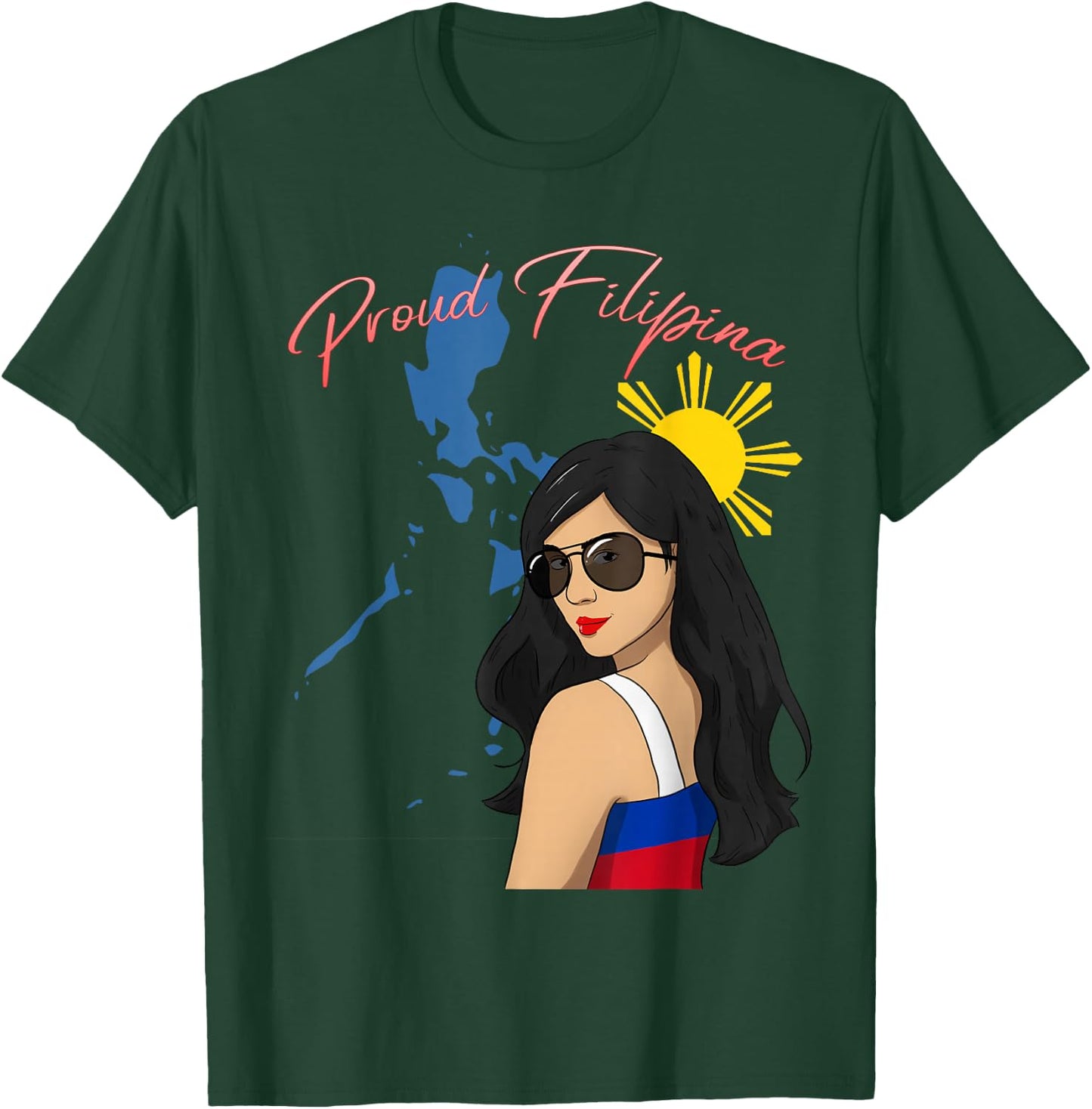 Philippines Girl Pinay Proud Filipina Filipino Flag Day T-Shirt - T-Shirt | Forest