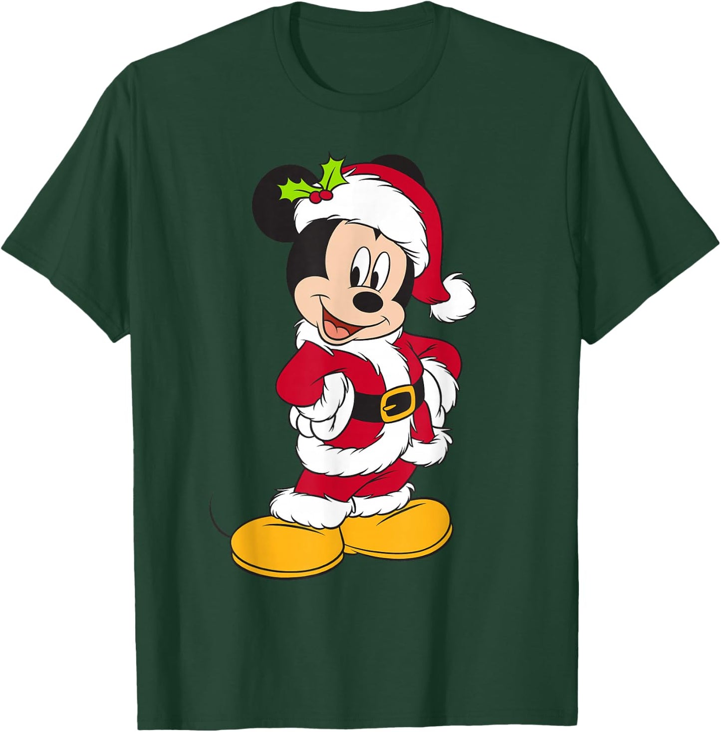 Disney Santa Mickey Mouse Holiday Short Sleeve T-Shirt - T-Shirt | Forest