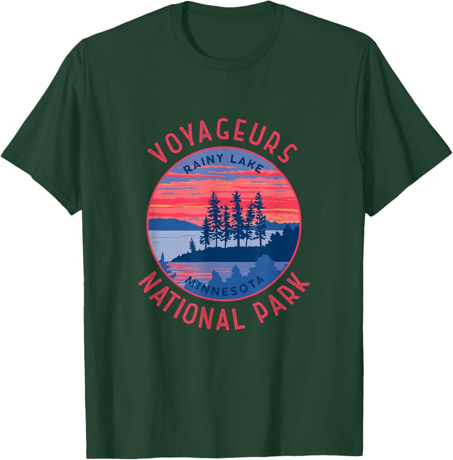 Voyageurs National Park Rainy Lake Retro Distressed Circle T-Shirt - T-Shirt | Forest