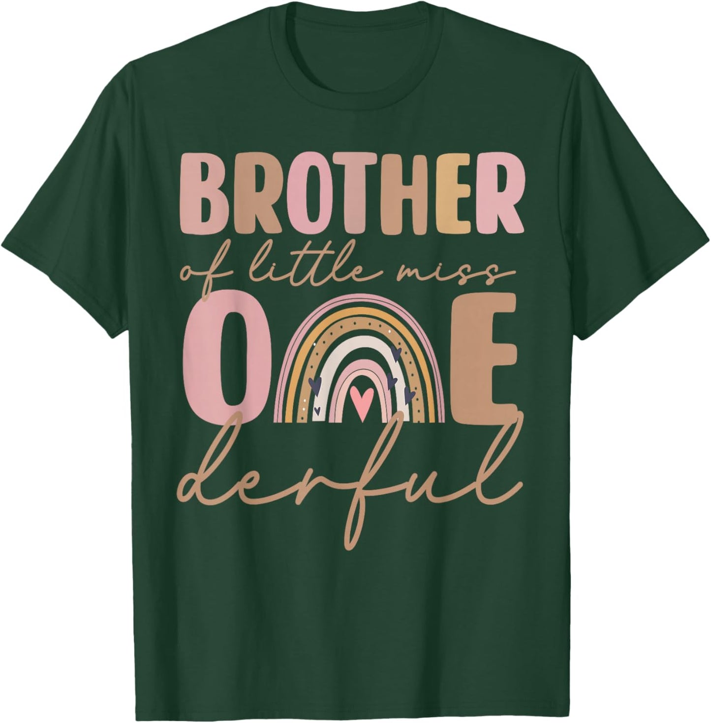 Brother of Little Miss Onederful First Birthday Boho Rainbow T-Shirt - T-Shirt | Forest