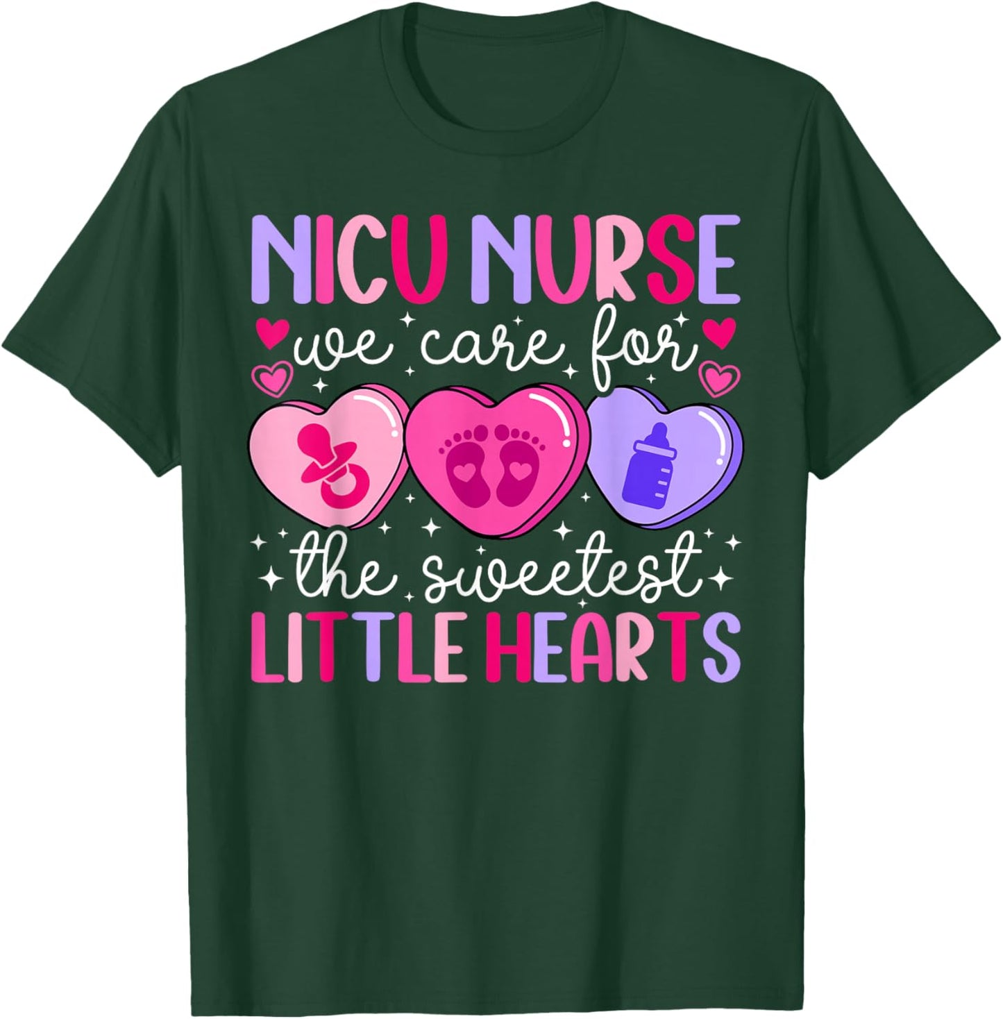 Valentine NICU Nurse Valentines Day NICU Nursing T-Shirt - T-Shirt | Forest