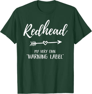 Irish Redhead Shirt Women Red Hair Warning Label Ginger T-Shirt - T-Shirt | Forest