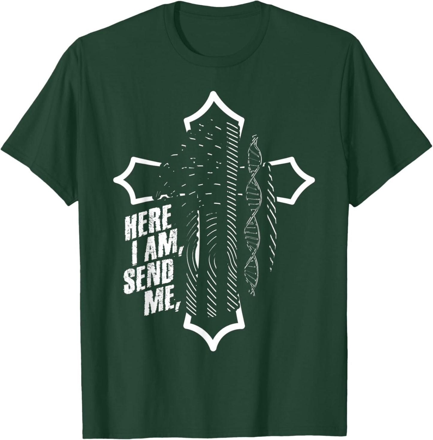 Here I Am Send Me - Isaiah 6:8 Scripture Flag Bible Verse T-Shirt - T-Shirt | Forest