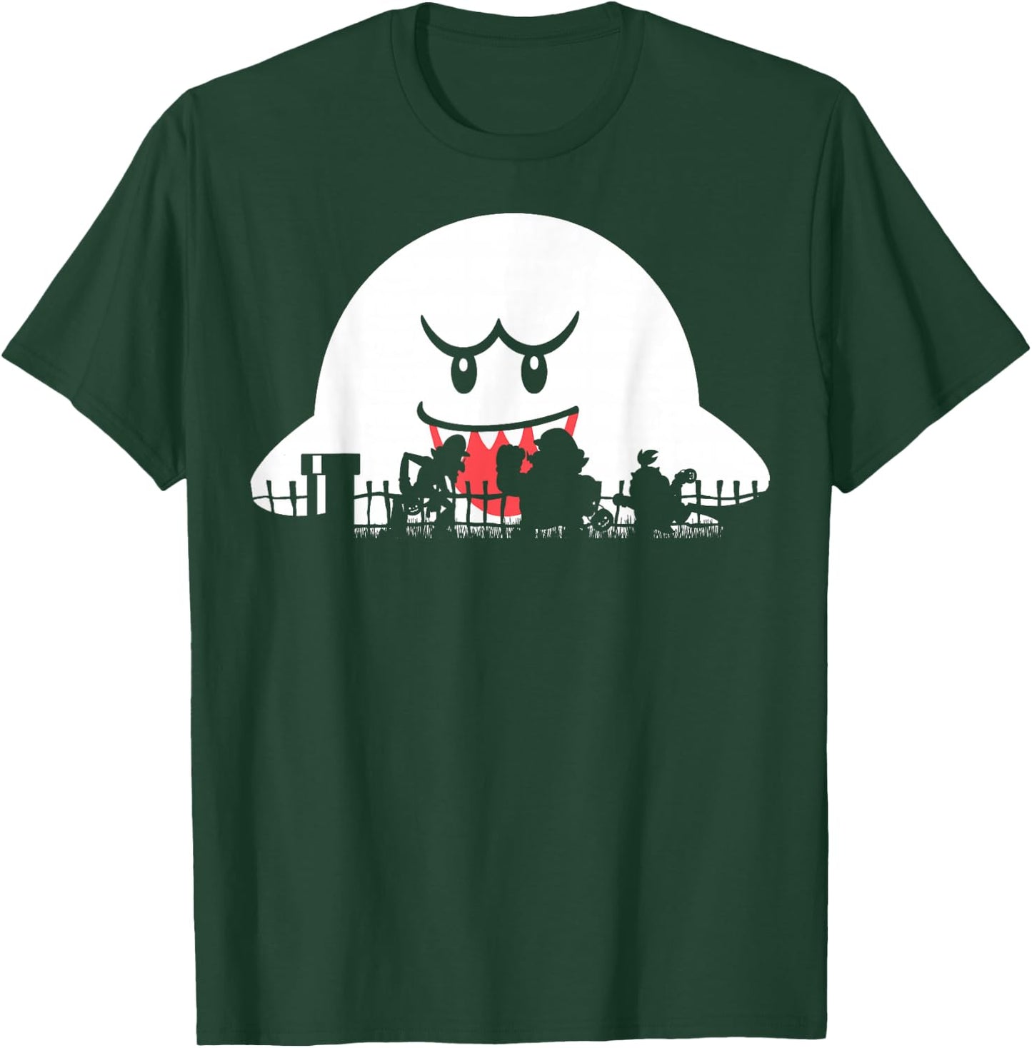Super Mario Boo Trick Or Treat Halloween Silhouette T-Shirt - T-Shirt | Forest