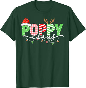 Poppy Claus Christmas Lights Santa Hat Family Matching T-Shirt - T-Shirt | Forest