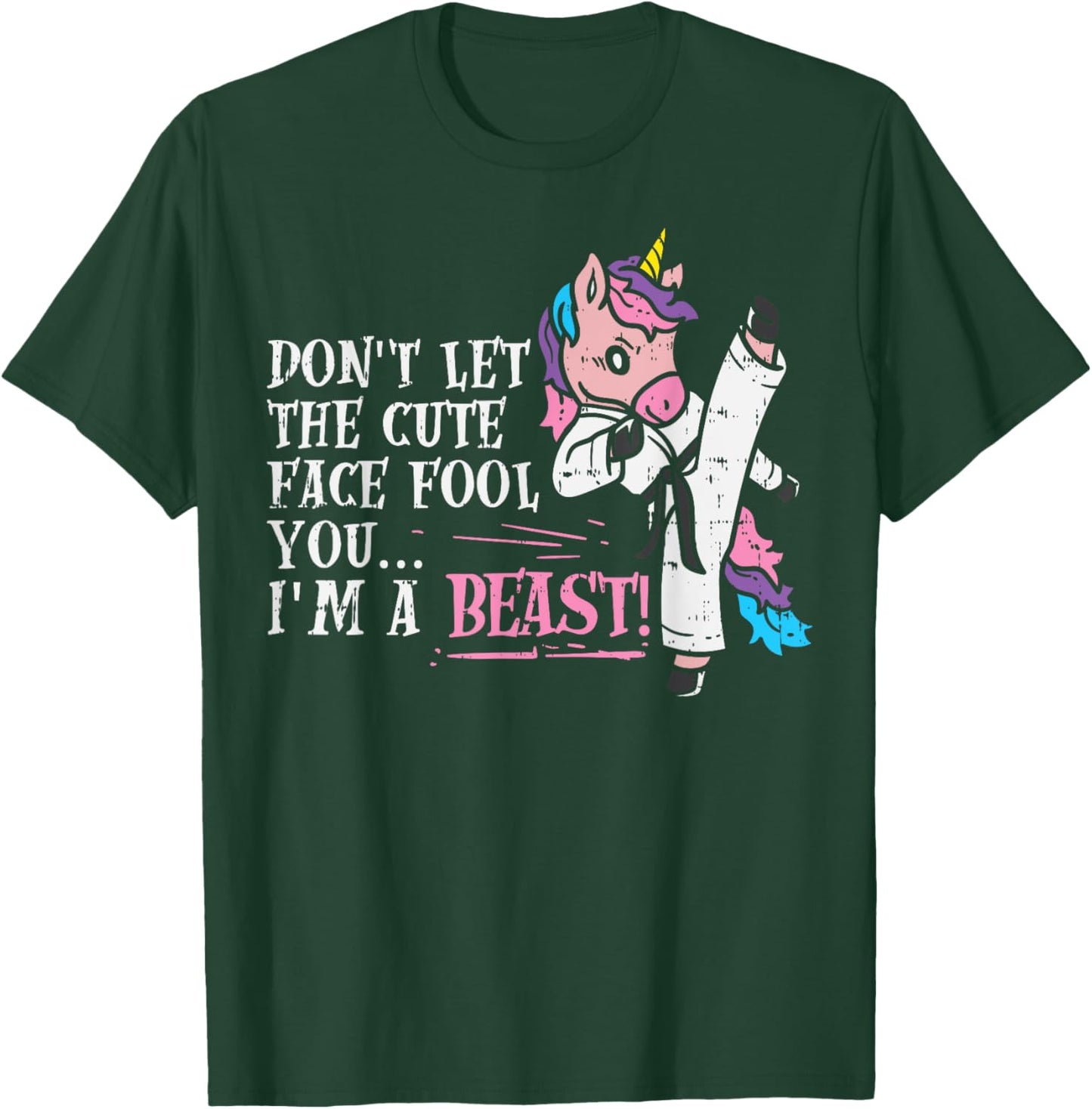 Karate Unicorn Cute Face Beast Taekwondo Martial Arts Women T-Shirt - T-Shirt | Forest
