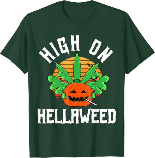 Pumpkin Smoking Weed Costume Retro Funny Halloween Gifts T-Shirt - T-Shirt | Forest