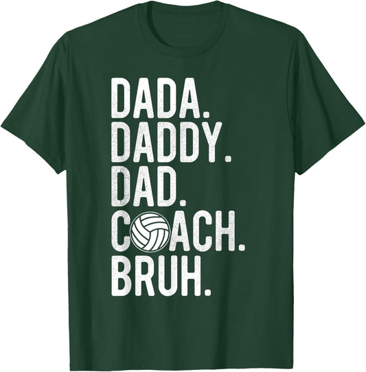 Dada Daddy Dad Bruh Vintage Volleyball Coach Dad Fathers Day T-Shirt - T-Shirt | Forest