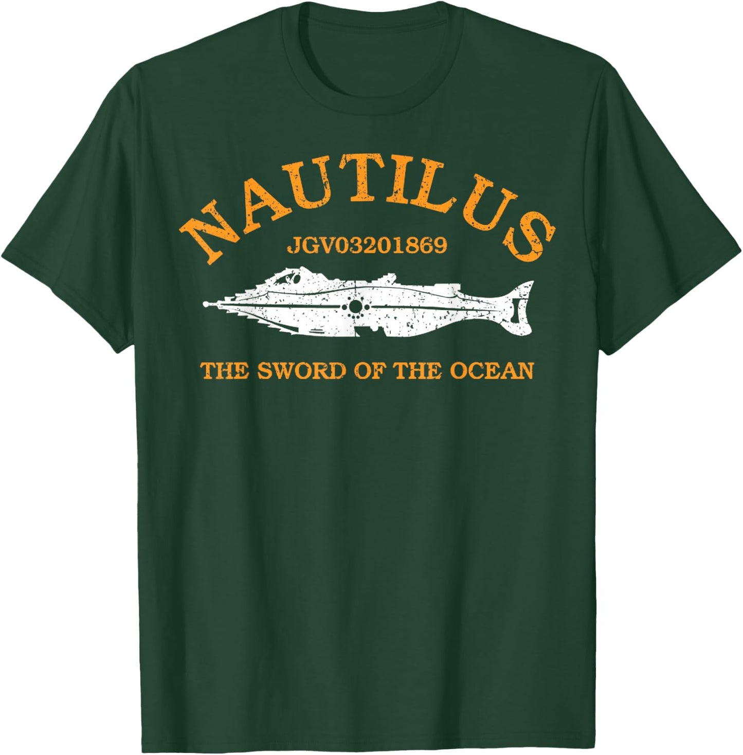 Vintage The Nautilus Black Retro Animal Graphic , -Adults, Small, Short Sleeve, Classic Fit, Cotton 90% Polyester 10% T-Shirt - T-Shirt | Forest