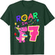 Dino Lover 7th Birthday Dinosaur Girl Party 7 Year Old B-Day T-Shirt - T-Shirt | Forest