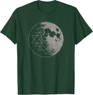 Sacred Geometry Sri Yantra Moon - Psychedelic Vintage Shirt T-Shirt - T-Shirt | Forest