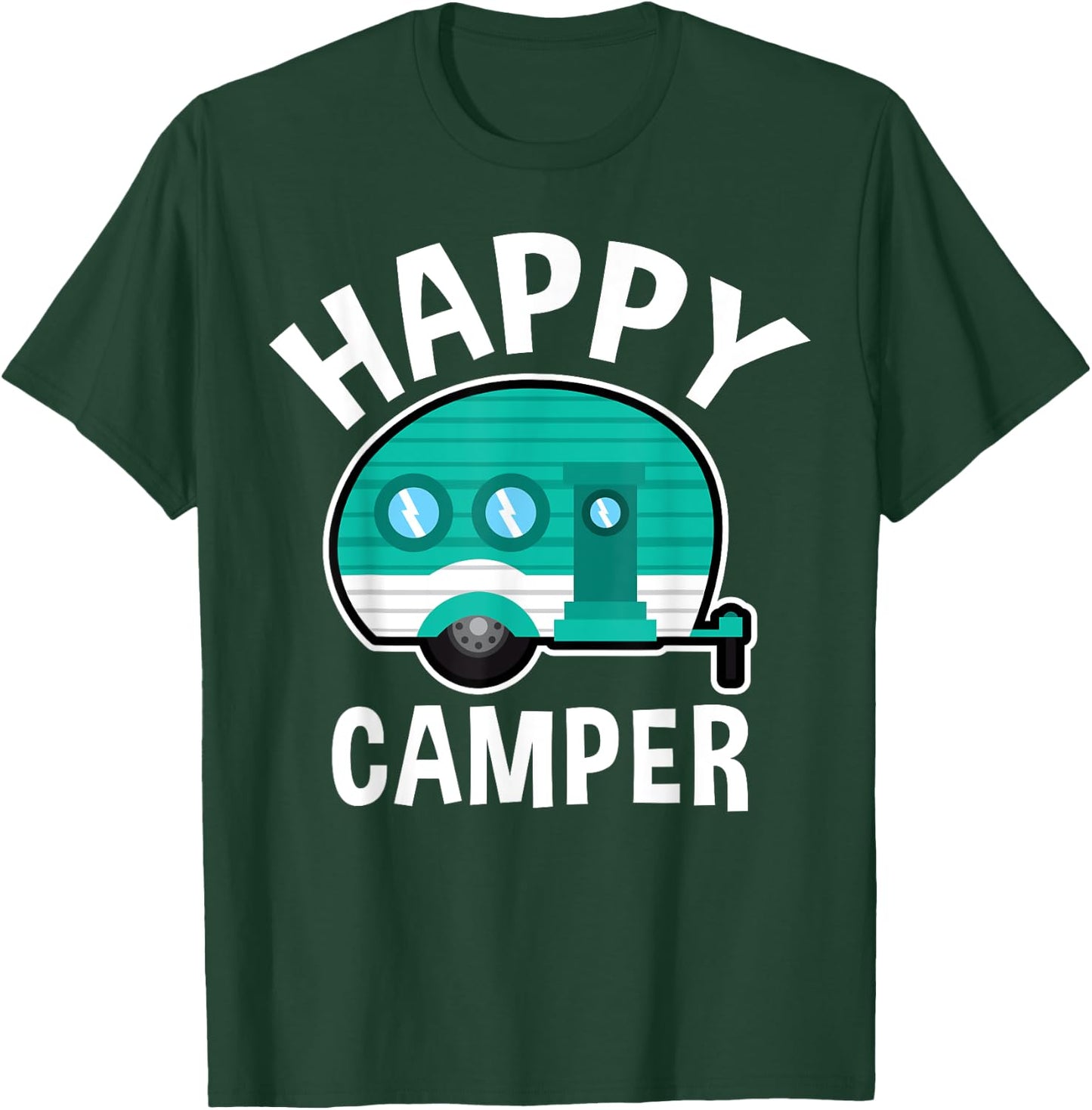 Happy Camper Camping Car Caravan Funny Vacation T-Shirt - T-Shirt | Forest