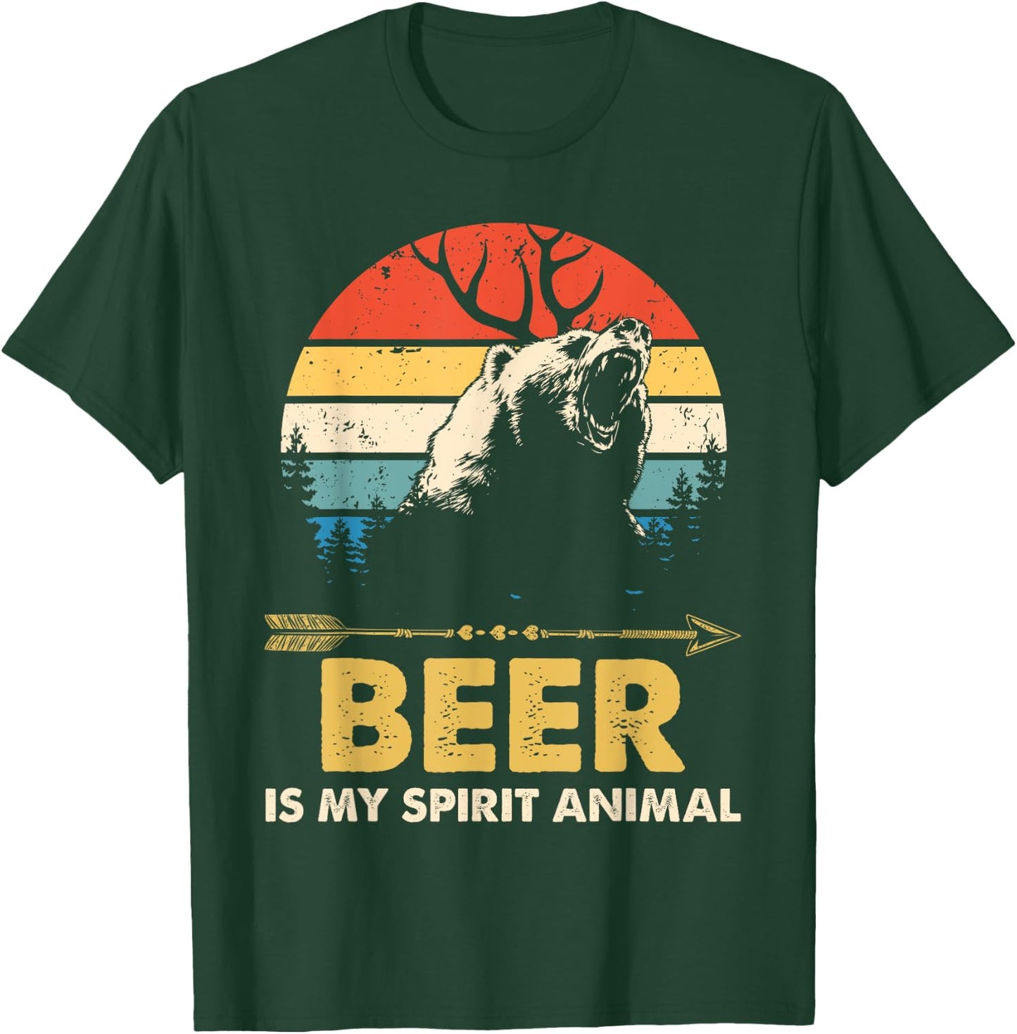 Beer Is My Spirit Animal Bear Deer Beer Gift T-Shirt - T-Shirt | Forest