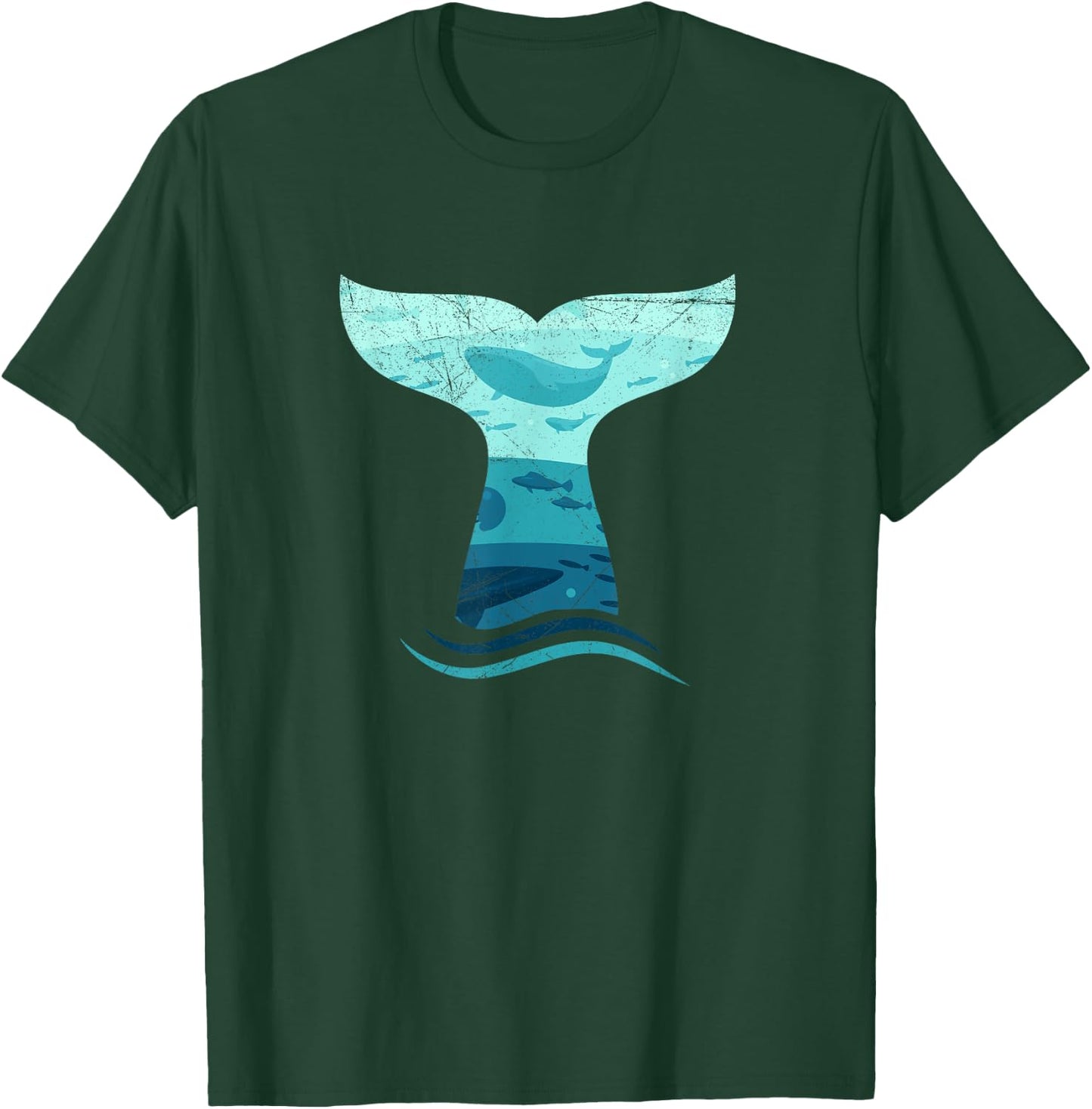 Whale Tail in Waves | Orca Ocean T-Shirt - T-Shirt | Forest