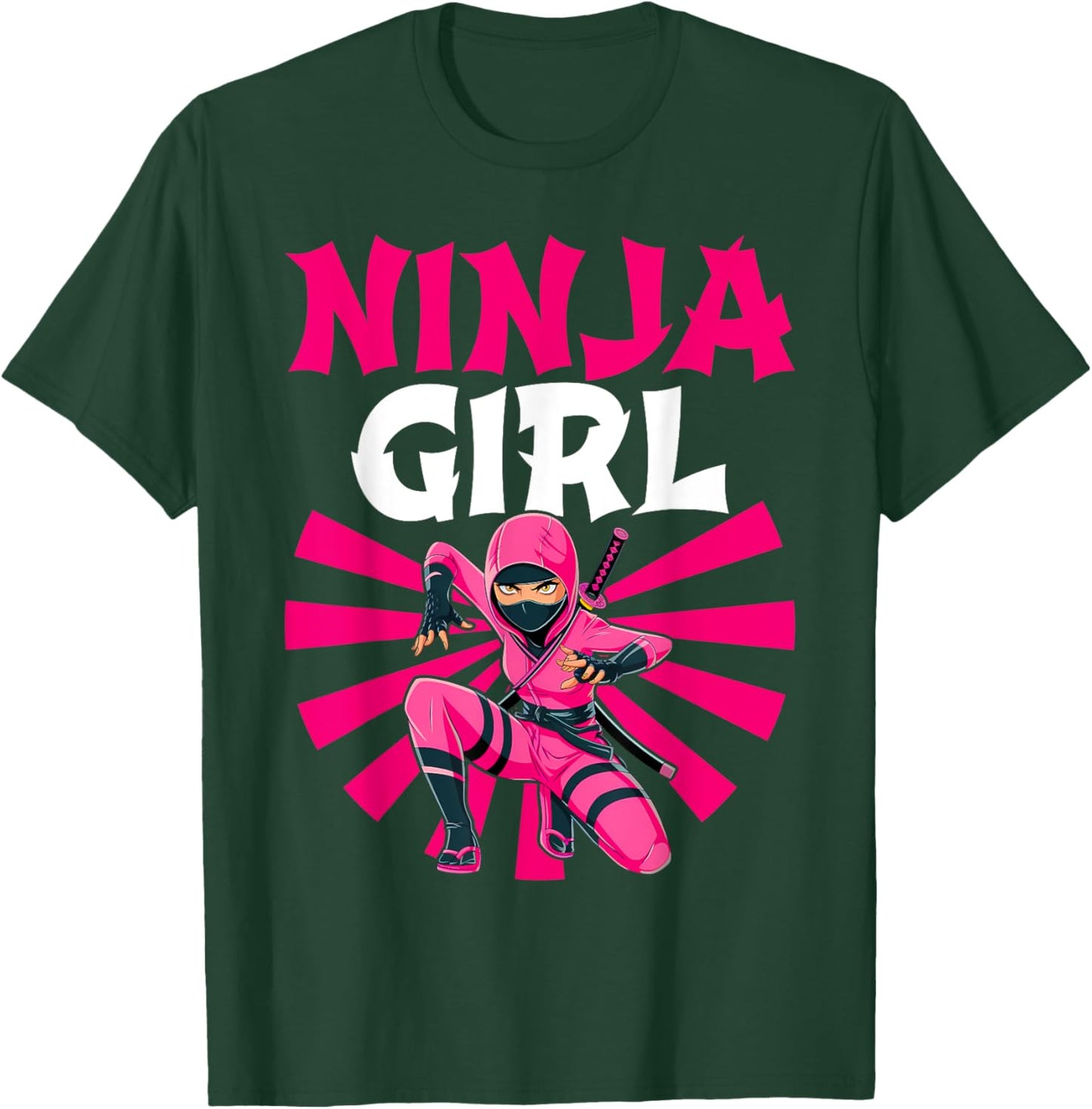 Cool Ninja Art Girls Shinobi Ninja Training Ninja T-Shirt - T-Shirt | Forest