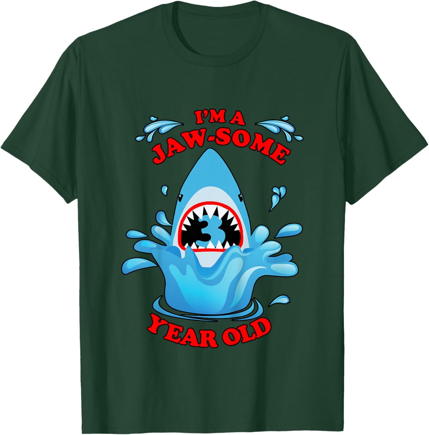 3rd Birthday Party for Shark Lover I'm a Jawsome 3 Year Old T-Shirt - T-Shirt | Forest