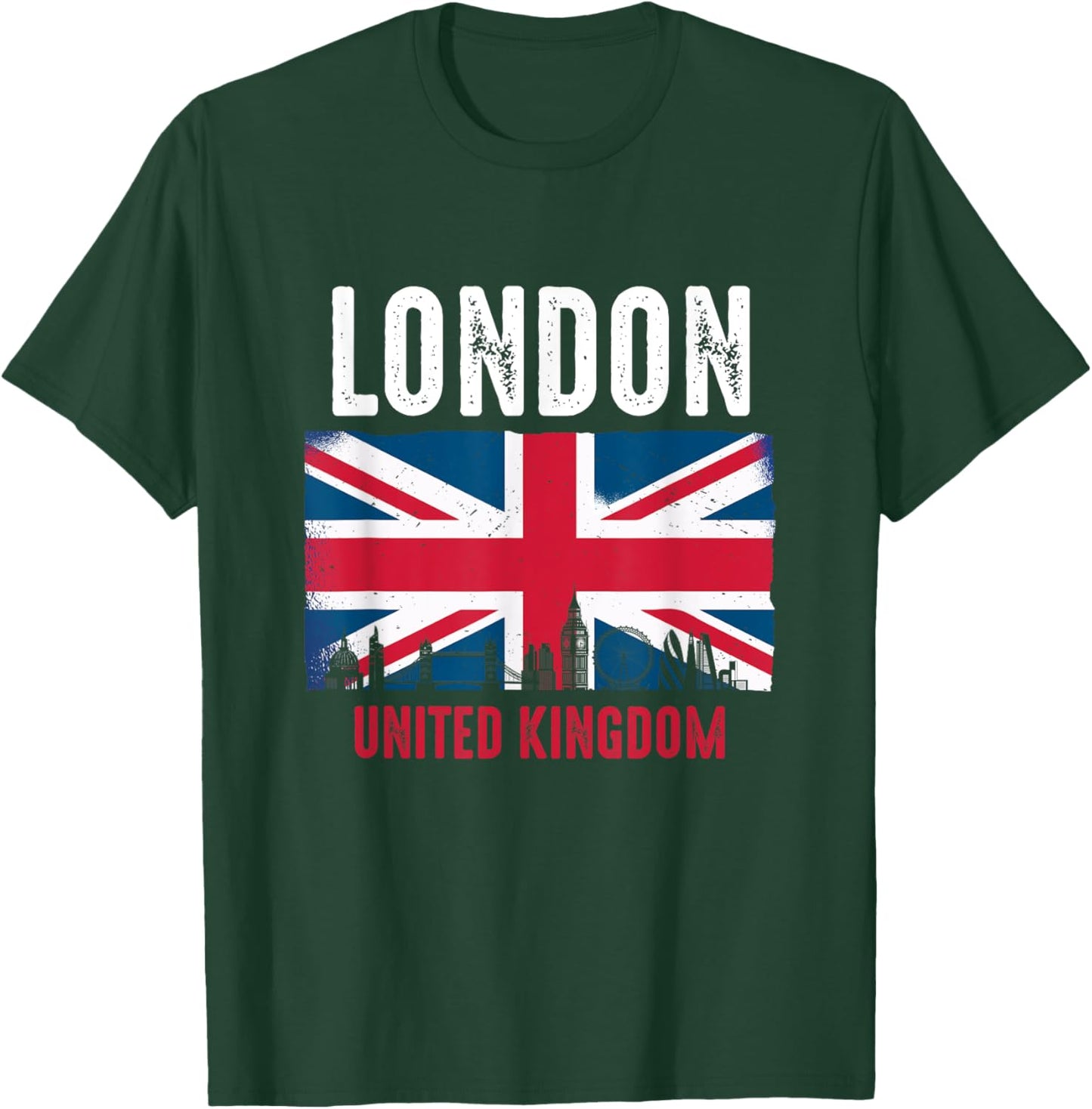 London England United Kingdom Flag Vintage UK British City T-Shirt - T-Shirt | Forest
