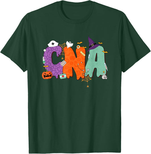 Halloween CNA Certified Nurse Assistant Nursing Aide Staff T-Shirt - T-Shirt | Forest