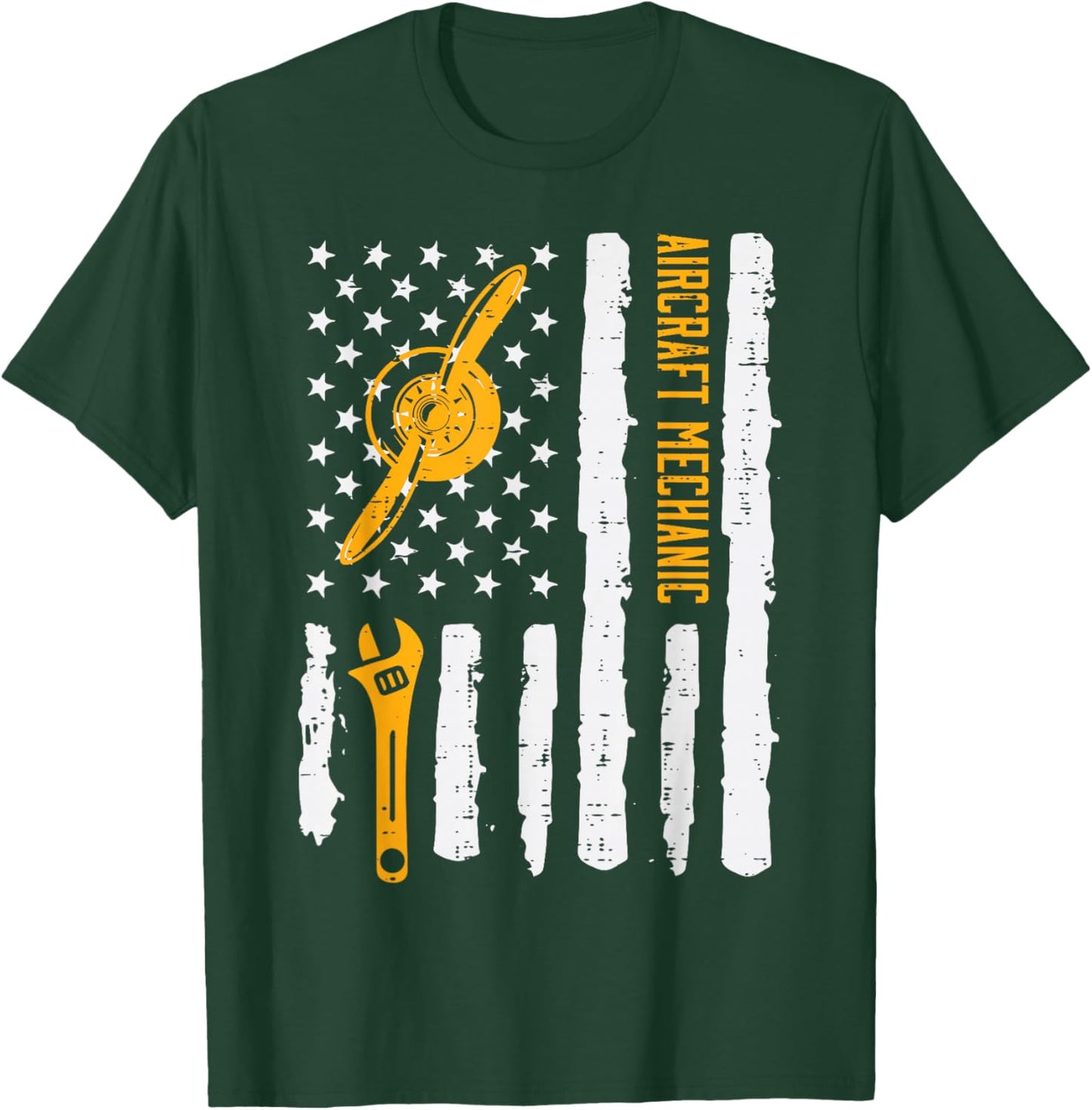 Aircraft Mechanic US Flag 4th Of July Patriot Men Women Kids T-Shirt - T-Shirt | Forest