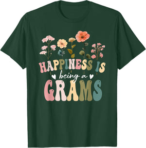 Happiness is Being a Grams Floral Design Grams Mother's Day T-Shirt - T-Shirt | Forest