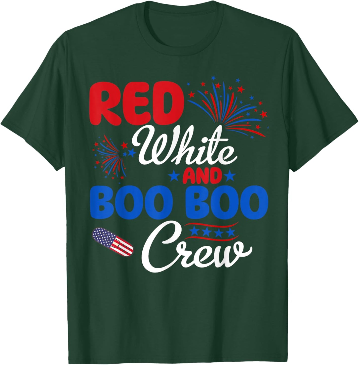 Red White And Boo Boo Crew 4th Of July Nurse Nursing Men T-Shirt - T-Shirt | Forest