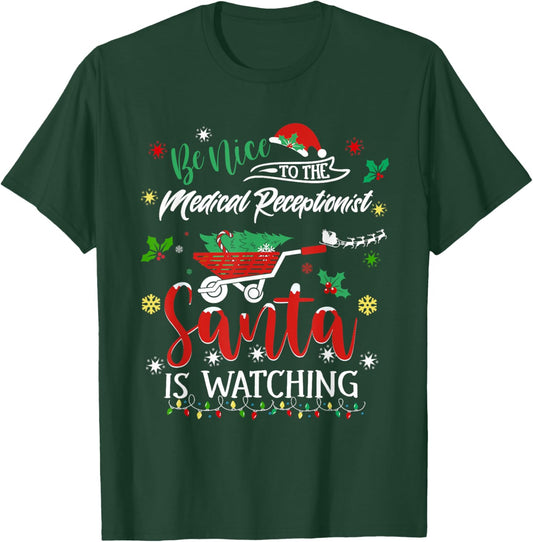 Funny Christmas Medical Receptionist Festive Holiday Pajama T-Shirt - T-Shirt | Forest