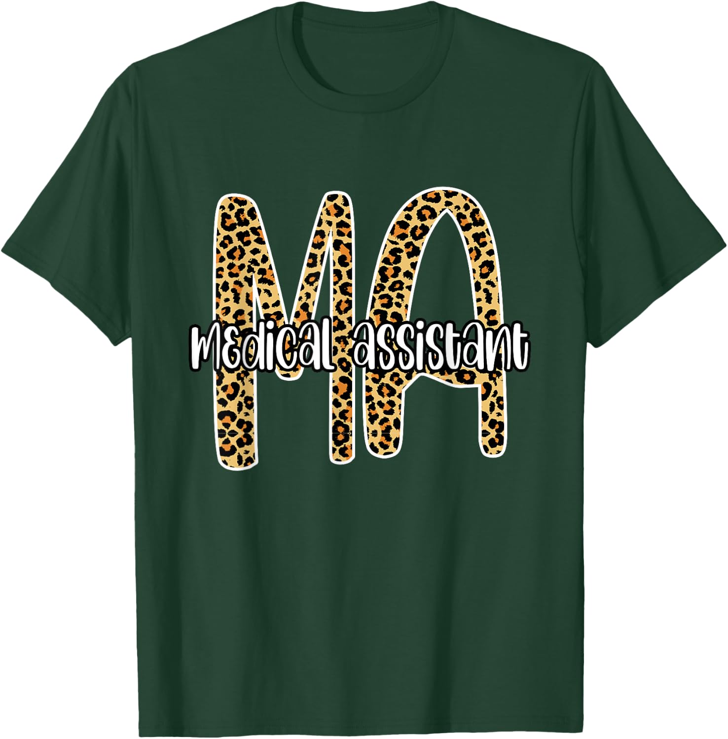 MA medical assistant , Leopard plaid Clinical nurse Gift T-Shirt - T-Shirt | Forest