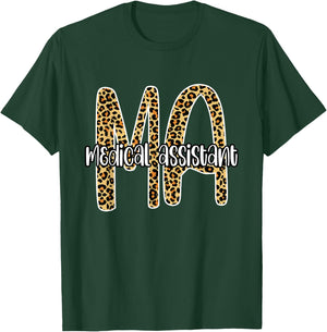 MA medical assistant , Leopard plaid Clinical nurse Gift T-Shirt - T-Shirt | Forest