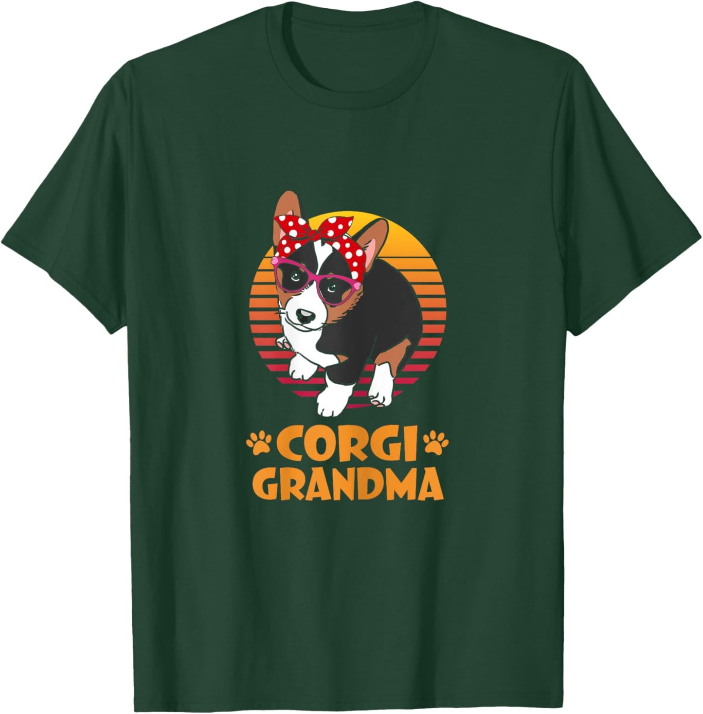 Retro Bandana Tricolor Corgi Dog Grandma Mothers Day Women T-Shirt - T-Shirt | Forest