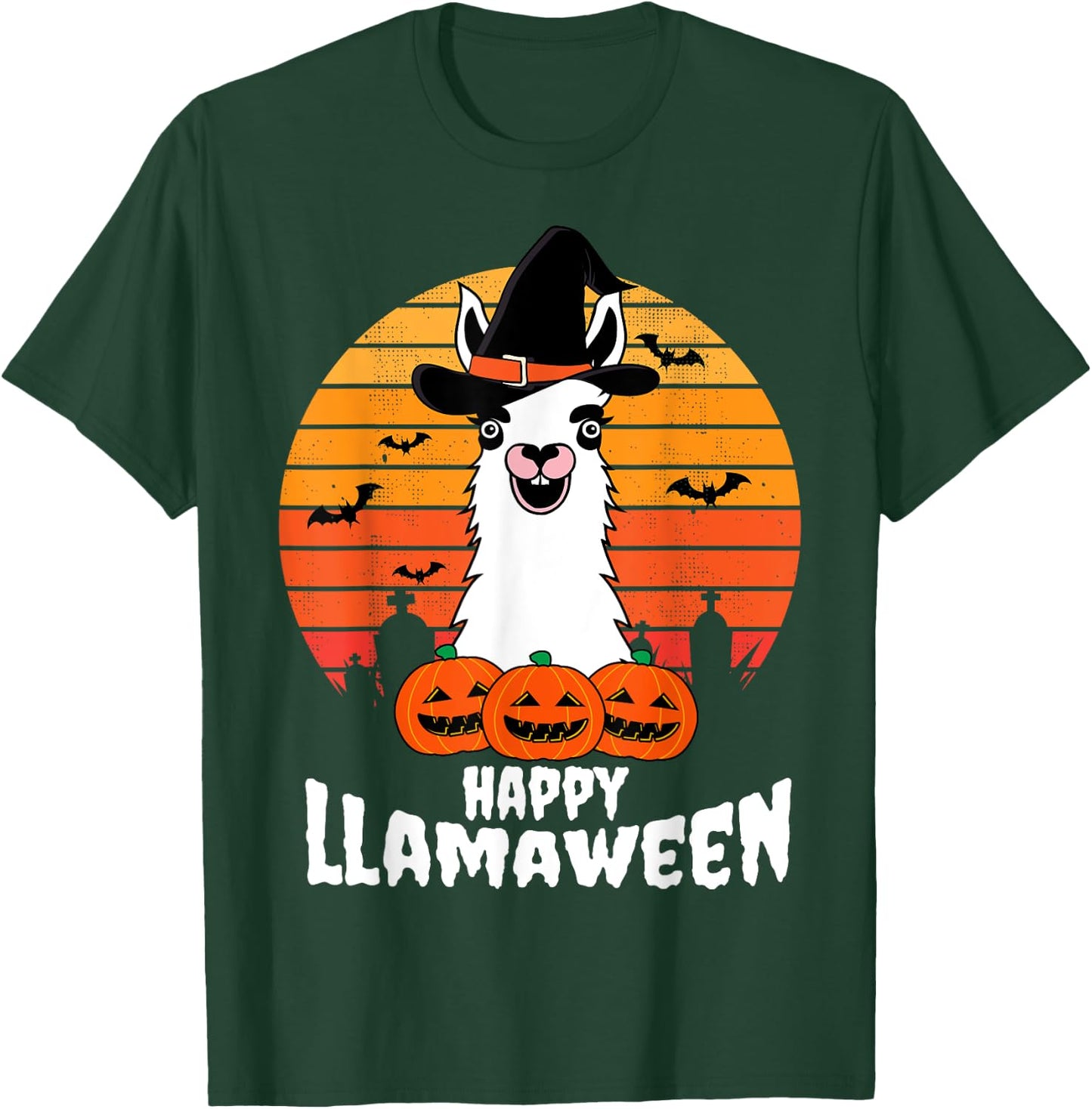 Happy Llamaween Llama Witch Costume Easy Halloween Gifts T-Shirt - T-Shirt | Forest
