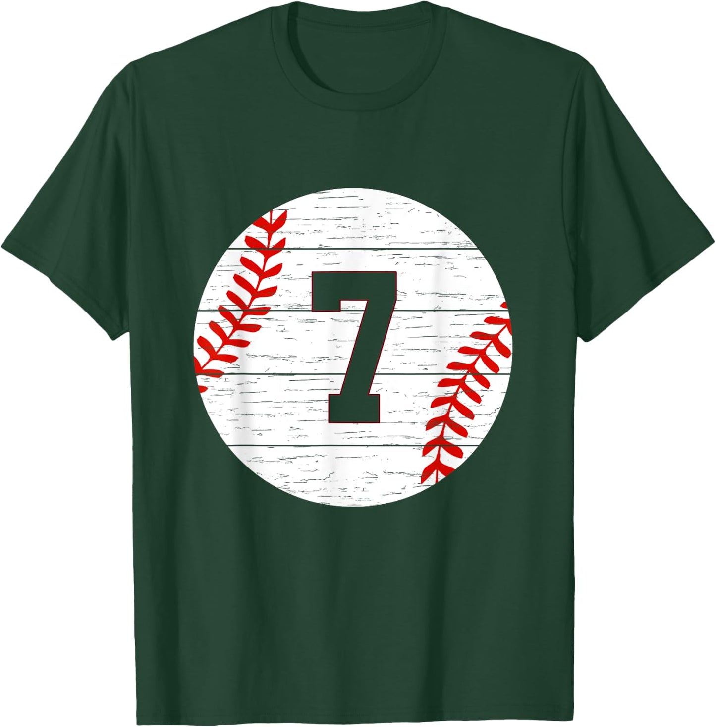 Baseball Number #7 Ball Vintage for Baseball Players Gift T-Shirt - T-Shirt | Forest