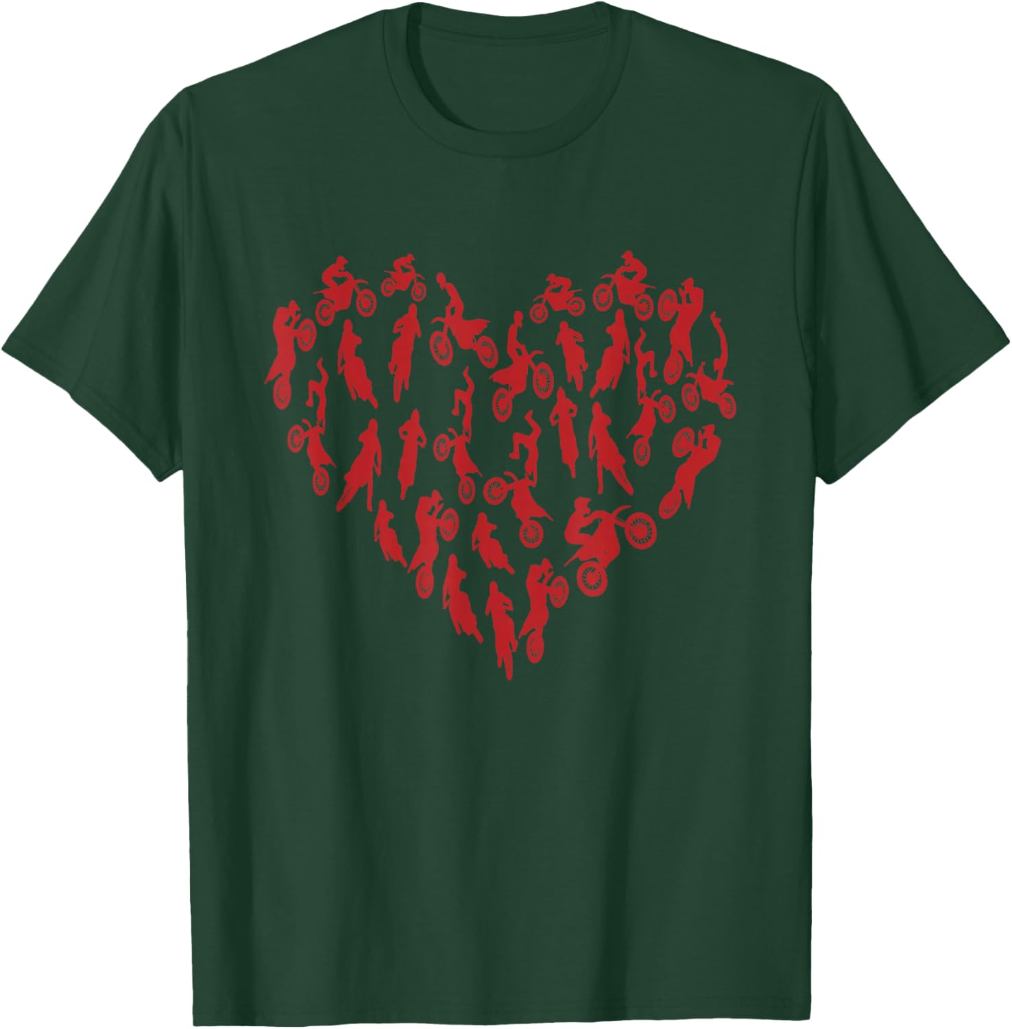 Motocross Heart - Dirtbike Supercross Valentines Day Hearts T-Shirt - T-Shirt | Forest