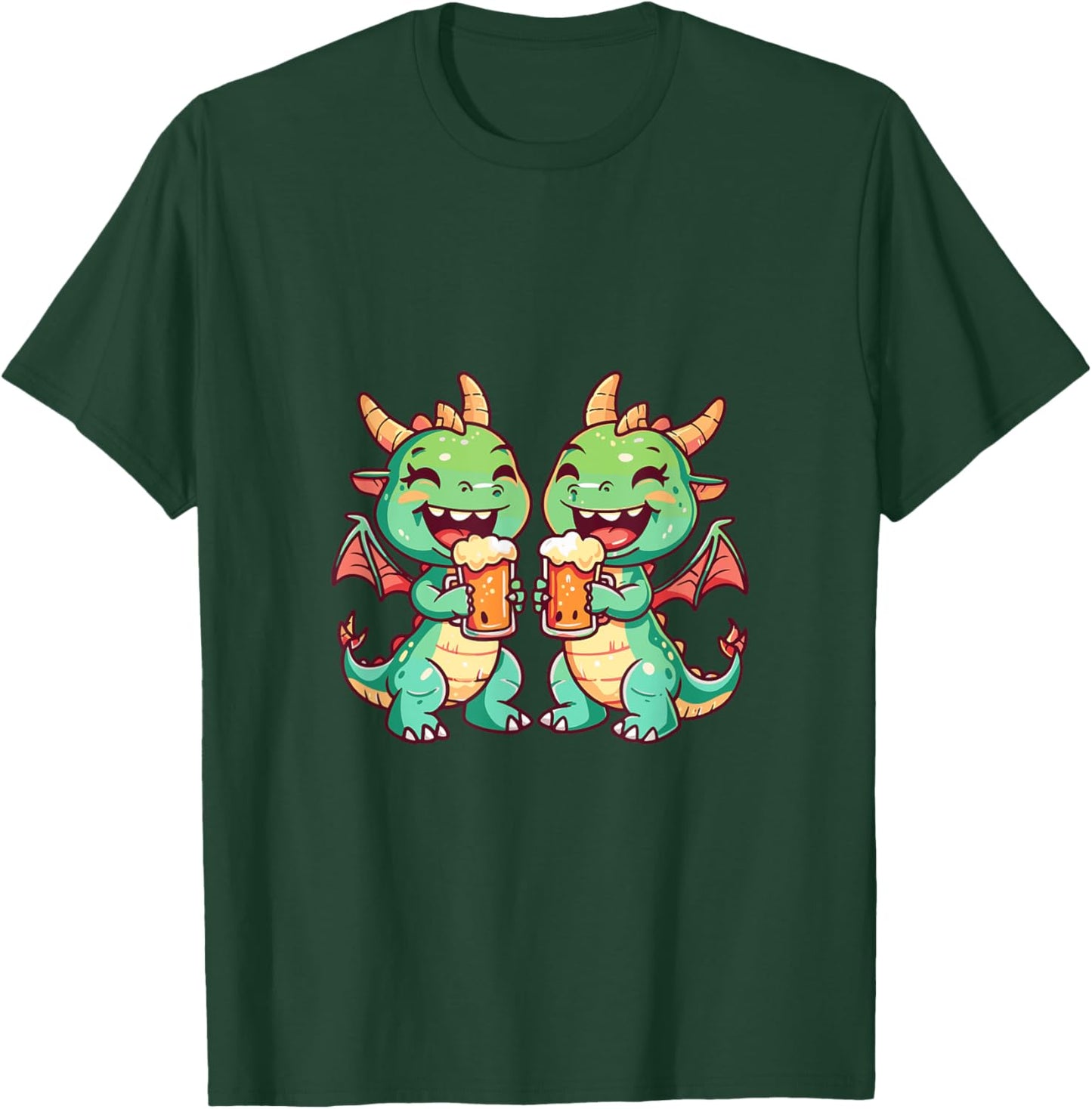 Drinking Dragon With Beer | Birthday Party T-Shirt - T-Shirt | Forest