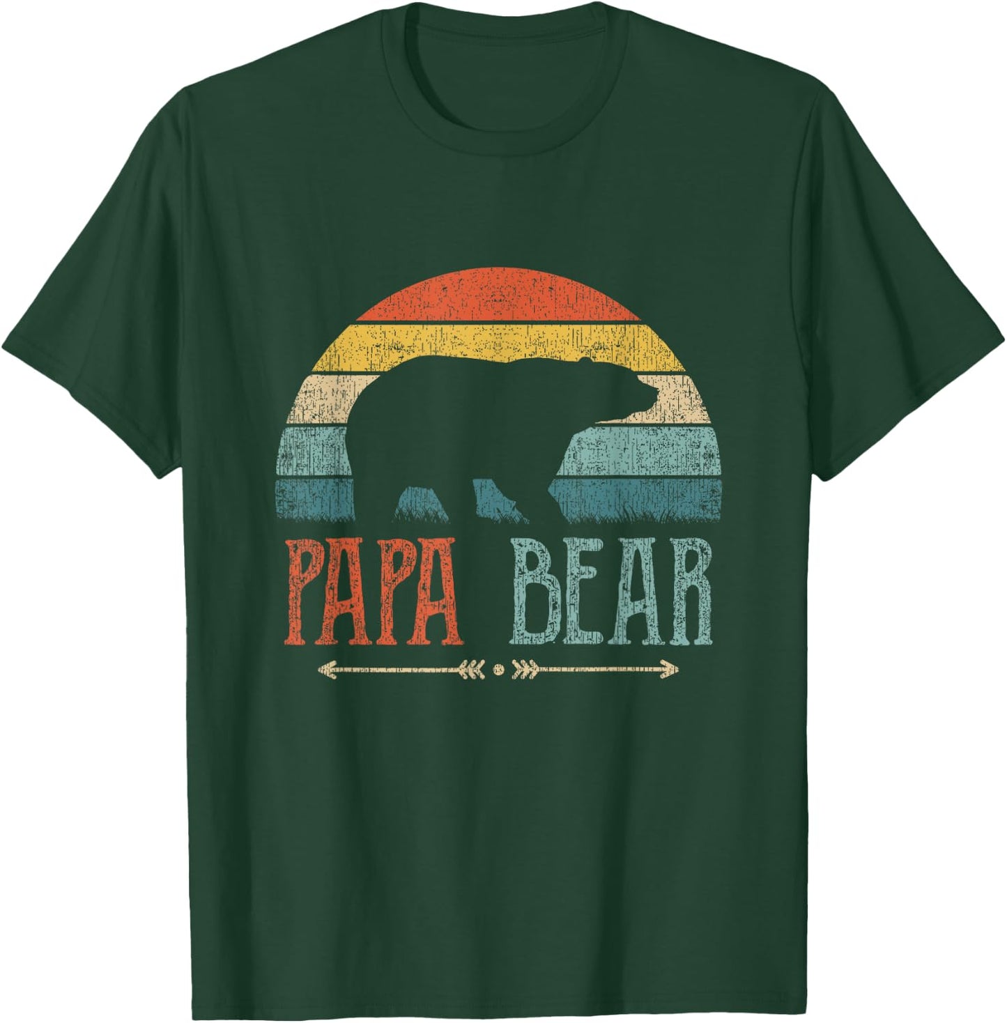 Papa Bear Vintage Daddy Father's Day Retro Dad T-Shirt - T-Shirt | Forest