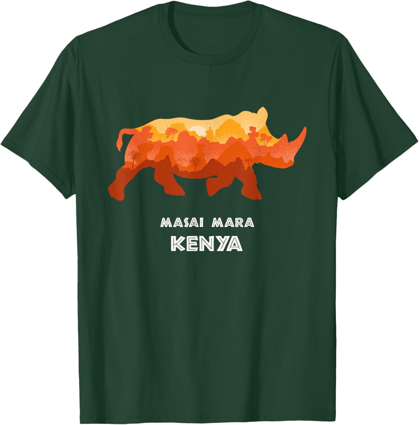 Masai Mara, Kenya Safari National Park Game Reserve Rhino T-Shirt - T-Shirt | Forest