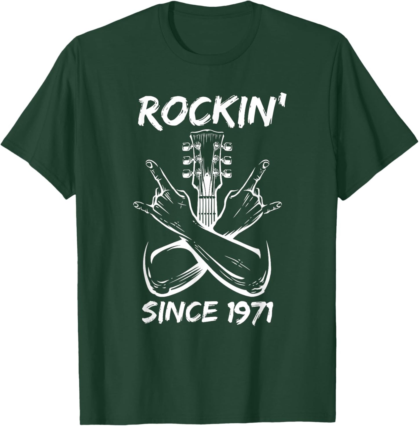 Rockin' Since 1971 Rock 54th Birthday Guitar 54 Years Old T-Shirt - T-Shirt | Forest