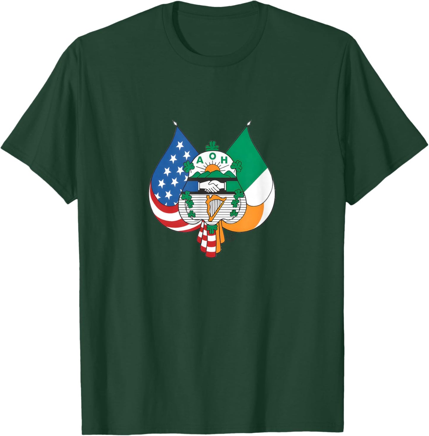 Order Of Hibernians AOH Crest Shamrocks T-Shirt - T-Shirt | Forest