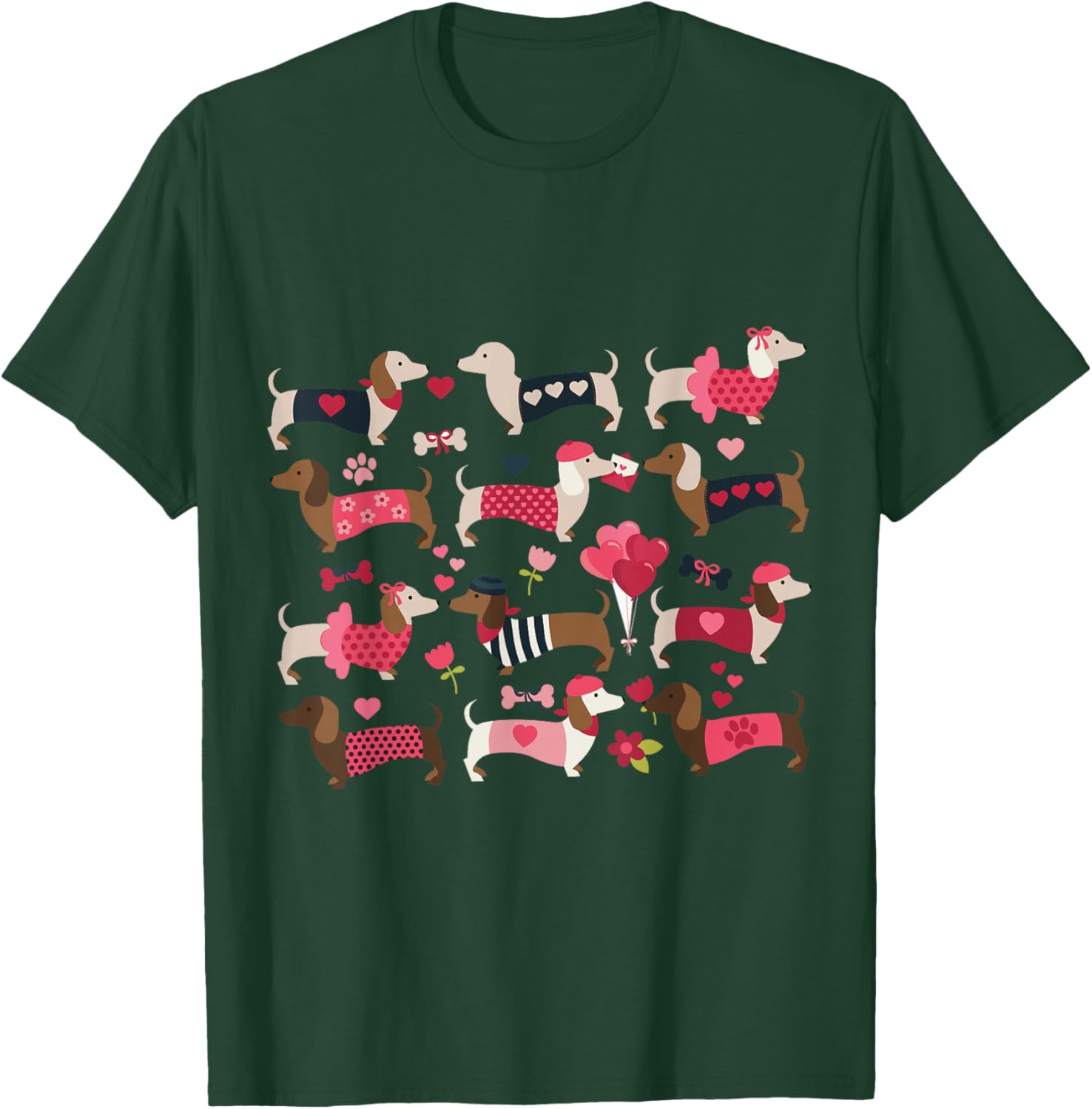Doxie in Dog Dress Valentines Weiner Dachshund T-Shirt - T-Shirt | Forest