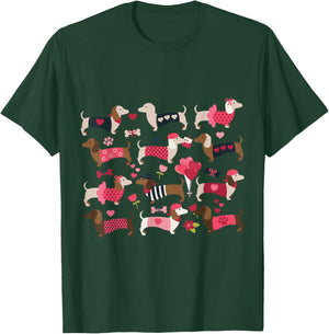 Doxie in Dog Dress Valentines Weiner Dachshund T-Shirt - T-Shirt | Forest