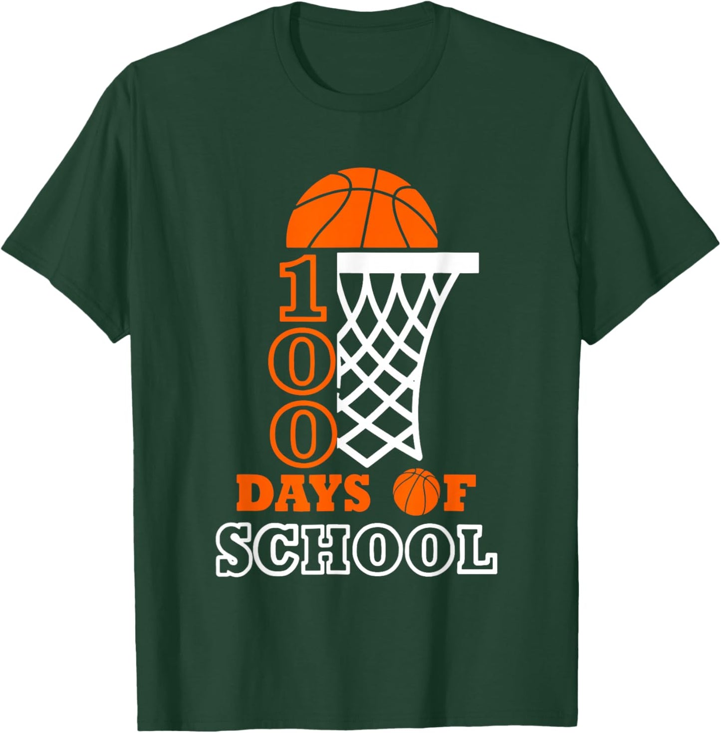Basketball 100 Days Of School Sport 100th Day Balls Boys Kid T-Shirt - T-Shirt | Forest